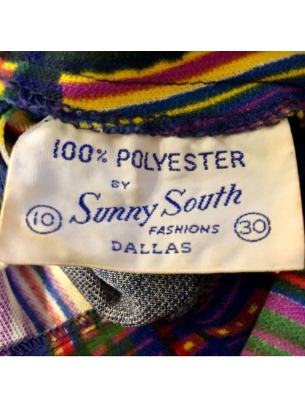 Vintage Sunny South Belted Turtleneck Blouse Womens 30 (Bust) Used Colorful 60s - Picture 8 of 12
